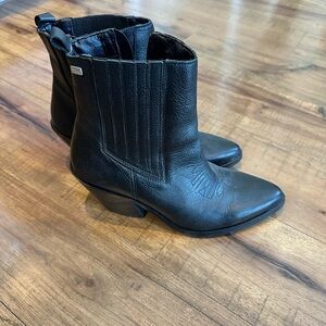 Black Leather Ankle Boots